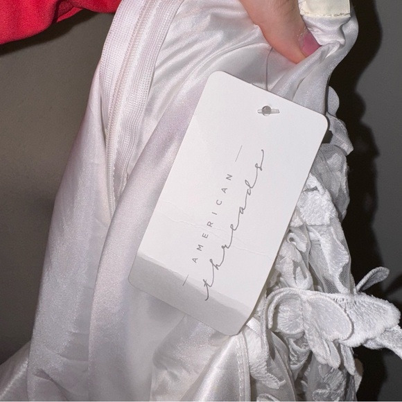 American Threads Women’s L White Butterfly Babydoll Mini Dress - Picture 8 of 11